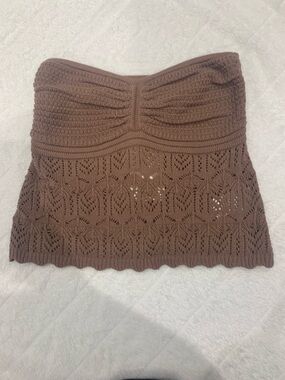 Hippie Rose knit crochet brown tube top